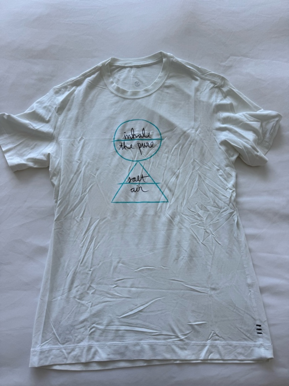 lululemon athletica Limited Edition LEBO White Short Sleeve Tee with Teal